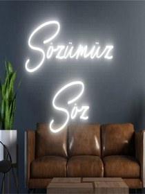 Resim Twins Led Sözümüz Söz Yazılı Neon Tabela Beyaz Model:model:18373366 Beyaz 