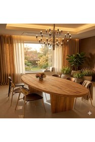 Resim MFG AHŞAP Oval Doğal Ahşap Yemek Ve Toplantı Masası 170x80 