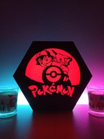 Resim FOREVHOME Pokemon Ash ve Pikachu Masaüstü Dekoratif Lamba 