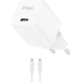 Resim Ttec Smartcharger Gan 20W PD Seyahat Hızlı Şarj Aleti + USB-C - Lightning 150 CM Kablo 