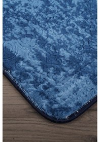 Resim Nova Lacivert 80x150 + 50x80 Cm Büyük Ebat 2'li Banyo Halısı Paspas Seti Yıkanabilir Klozet Takımı Lacivert 