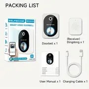 Resim Akıllı Video Kapı Zili, 2.4GHz Kablosuz WiFi HD Gece Görüşü, Duvara Monte Edilebilir, Lityum Polimer Pil, Video Aramaları Destekler 