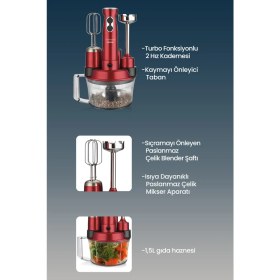 Resim Goldmaster GM-7239VK Elenamax Kırmızı Mutfak Robotu 