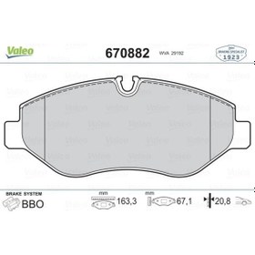 Resim VALEO 670882 On Fren Balatasi-Tek Teker- (Vw Crafter 06-16 Mercedes Sprinter 06-16 / Sprinter 2017-- W907 / W447 Vito ) (WA337299) 