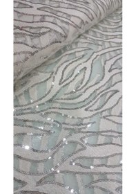 Resim Pul Payetli Dantel Güpür Cordone Abiye Elbise Bluzluk Kumaş Beyaz 