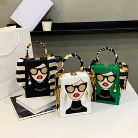 Resim Şık Çizgili Tasarım Omuz Çantası, Çok Yönlü Crossbody Çanta, Zarif Zincir Askılı 