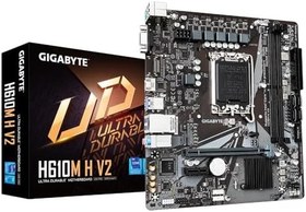 Resim Gigabyte H610M H V2 ana kart - Intel Core 14. CPU'ları destekler, 4+1+1 hibrit dijital VRM, 5600 MHz'e kadar DDR5, 1 x PCIe 3.0 M.2, GbE LAN, USB 3.2 Gen 1 
