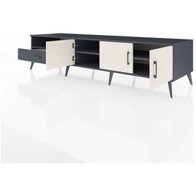 Resim Kronos Tv Ünitesi 3 Raflı Tek Çekmeceli 3 Kapaklı 220x59x51 Antrasit-aytaşı/antrasit Aytası/antrasıt - Antrasıt 