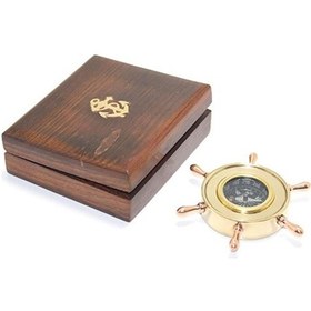 Resim Kenpazar Ahşap Kutulu Pirinç Dümenli Pusula 