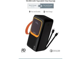 Resim Teknoparkta Simex 50.000 Mah Powerbank 50000 Mah Pd Fenerli Hızlı Şarj Kablolu Taşınabilir Şarj Cihazı Type C 