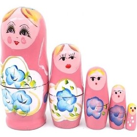 Resim Mobgift 5 Li Matruşka Bebek Ahşap Pembe 