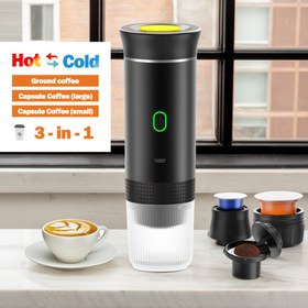 Resim Taşınabilir Elektrikli Espresso Makinesi, Kamp için Seyahat Kahve Makinesi, Araba Kahve Makinesi Kendinden Isıtma Tip-C ile, Sıcak ve Soğuk Demleme, Karışık Kahve & Kapsül Kahve ile Uyumlu, Karavan, Yürüyüş, Ofis için 