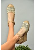 Resim Fox Shoes P241612040 Bej Taşlı Dolgu Topuklu Kadın Ayakkabı 