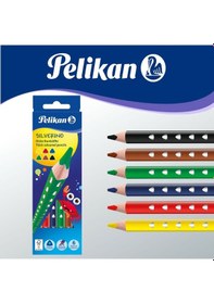 Resim Pelikan Silverino Jumbo Üçgen Kuru Boya Kalemi 6lı Kutu 