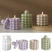 Resim Kapaklı Reçine Döküm Kalıpları 3D Baloncuk Mum Kalıbı, Küresel Reçine Mum Kalıbı, Silindirik Mum Yapımı Silikon Alçı Kalıplar Ev Dekoru 