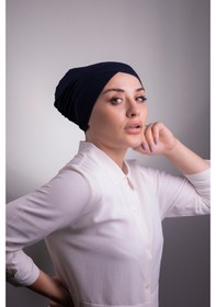 Resim Halven Lacivert Pratik Hazır Geçmeli Iç Bone Viskon Kumaş Çapraz Tek Ban Lacivert 
