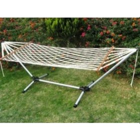 Resim Tek Kişilik Çift Örgü Makrome Hamak Beyaz 