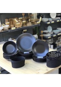 Resim Keramika Mat Siyah 6 Kişilik Yemek Takımı 18 Parca 