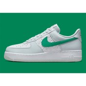 Resim Nike Air Force 1 '07 Unisex Leather Hakiki Deri Sneaker Erkek Ayakkabı Beyaz Yeşil Swoosh 