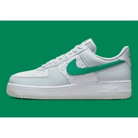 Resim Nike Air Force 1 '07 Unisex Leather Hakiki Deri Sneaker Erkek Ayakkabı Beyaz Yeşil Swoosh 