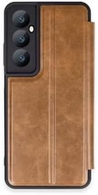 Resim Zipax Realme C65 İle Uyumlu Kapaklı Kılıf Standlı Kartlıklı Azn Flip Realmec65Kahverengi 