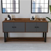 Resim Robin Home Grand Ofis Konsol 4 Kapaklı Metal Ayaklı Barok-antrasit 
