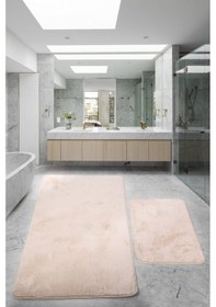 Resim Relax Vizon 80x150 + 50x80 Cm Büyük Ebat 2'li Banyo Halısı Paspas Krem 