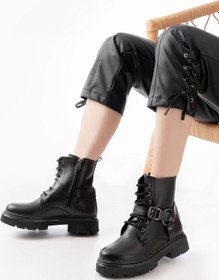 Resim 508-3038 Siyah Toka Aksesuarlı Fermuarlı Günlük Kadın Bot Acı Kahverengi 