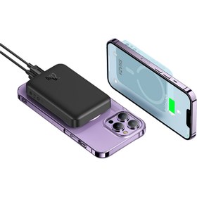 Resim shaza 5.000 Mah Magsafe 15w Taşınabilir Şarj Cihazı Powerbank Siyah 
