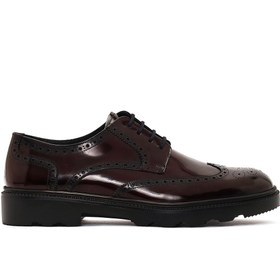 Resim Men's Burgundy Thick Sole Leather Casual Shoes 