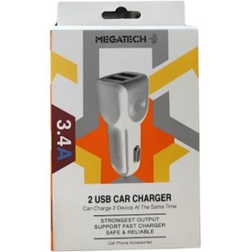 Resim Megatech T05 Araç Çakmaklık Şarj Cihazı, 2 Usb, 3.4a, Beyaz 