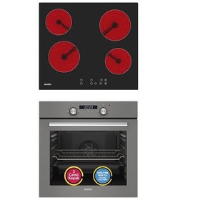 Resim Simfer 8225 + 3970 4 Fonkisyon Trend Dijital Gri Power Turbo Elektrikli 2'li Ankastre Set 