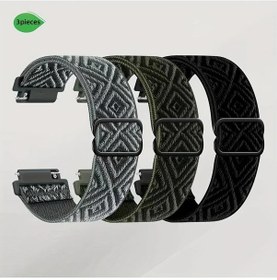 Resim Sunshine022 3lü Elastik Nylon Fitbit Versa 1/2 Kayışı Siyah Ordu Yeşili Rüzgar Bulut Grisi 20mm 