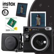 Resim Fujifilm Instax SQ40 Siyah Fotoğraf Makinesi-20'li Kare Film Deri Kılıf ve Pleksi Çerçeve Fujifilm