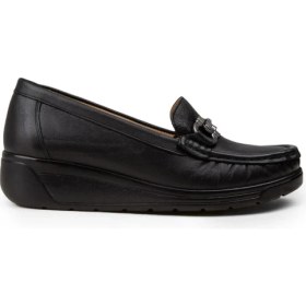 Resim Deery Kadın Hakiki Deri Siyah Dolgu Topuk Loafer - N1742ZSYHC01 