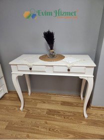 Resim Evim Hizmet 120 Cm Çekmeceli Beyaz Eskitme Dresuar Makyaj Masası 