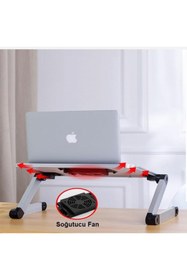 Resim UpWay Ayarlanabilir Katlanabilir Dizüstü Bilgisayar Masası Soğutucu Fanlı Macbook Stand 