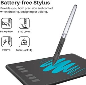 Resim Huion Inspiroy H640P 26cm x 14.7cm, 8192 Kademe Basınç Hassasiyetli, 5080LPI Çözünürlük, 6 Adet Kısayol Tuşu, Pilsiz Kalemli, Android Uyumlu Grafik Tablet 