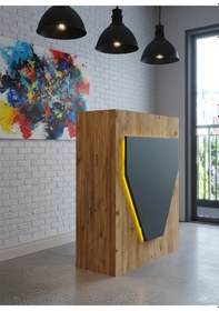 Resim Resital Ledli Karşılama Bankosu G-90 Cm Ofis Kasa Resepsiyon Masası Banko-001-6-4 