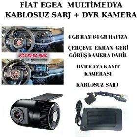 Resim Fiat Egea 2015/2022 Multimedya 4-64 + Kablosuz Sarj + Dvr Kaza Kayıt Kamera 9" 