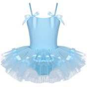 Resim Gökyüzü Mavisi Çocuklar Bale Leotard Elbise Jimnastik Sahne Performansı Tutu Balerin Elbise Küçük Kızlar Bale Giyim Açık Mavi 