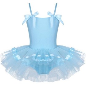 Resim Gökyüzü Mavisi Çocuklar Bale Leotard Elbise Jimnastik Sahne Performansı Tutu Balerin Elbise Küçük Kızlar Bale Giyim Açık Mavi 