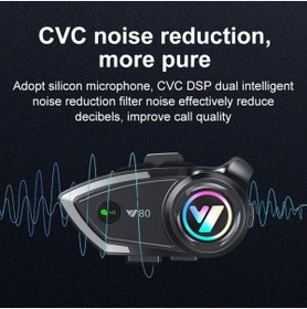 Resim Y80 Motosiklet Kask Kulaklık Intercom Işıklı Motorsiklet Interkom 