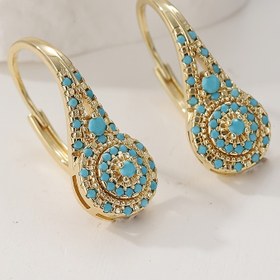 Resim YOYO Kadınlar için Şık Sentetik Turkuaz Küpeler - Turkuaz Damla Sallantılı Takı, KC Altın Kaplama Günlük ve Resmi Etkinlikler İçin İfade Edici Küpeler, Kadınlar için Sevgililer Günü Hediyesi - Uygun Fiyatlı Lüks Mücevherat, Zarif Tarz, Detaylı İşçilik 