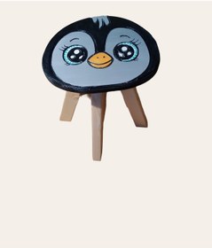 Resim Pingu Ahşap El Yapımı Çocuk Taburesi 