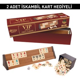 Resim Alpsan Lotus Star Okey Vip Ahşap Okey Takımı Rummy Set 