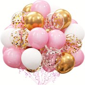 Resim 50 adet Pembe ve Altın Konfeti Lateks Balon Kiti Doğum Günleri, Düğünler, Yıldönümler, Yaz Partileri, Gelin Duşları, Sevgililer Günü Cinsiyet Açıklamaları için Uygun 