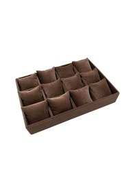 Resim Yerli Üretim Tokyo Model Süet Kumaş Kahve Renk 34/24 Cm Çekmece Içi Yastıklı Saat Ve Takı Kutusu Çok Renkli 