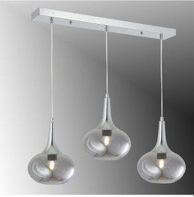 Resim Tt602-3s-fullkr Tt Ayd. Krom Kaplama 3 Lü Hunili Tombul Cam Avize Krom - Füme 