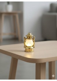 Resim 7 Cm Ledli Dekoratif Fener Altın Gümüş Anahtarlık Pilli Masa Üstü Süs Diğer 